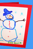 Снеговик. Детская открытка